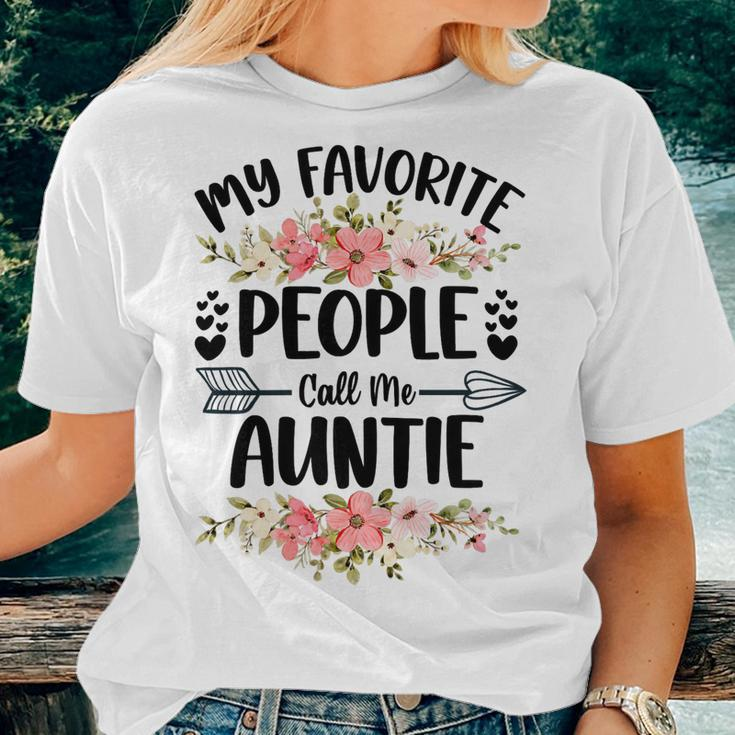 Mother Womens My Favorite People Call Me Auntie Mothers Day Gifts Mom Women T-shirt Casual Daily Crewneck Short Sleeve Graphic Basic Unisex Tee Gifts for Her