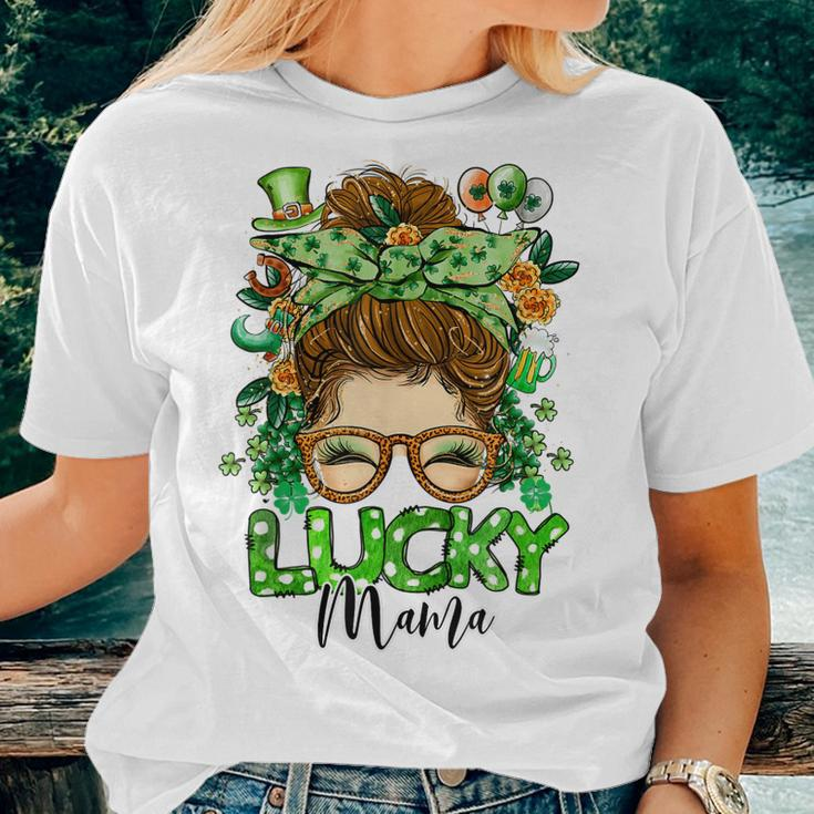 Womens One Lucky Mama St Patricks Day Mom Mother Shamrock Women T-shirt Gifts for Her