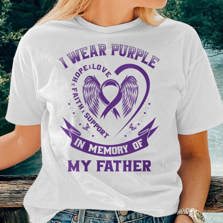 Womens Purple In Memory Of Father Dad Pancreatic Cancer Awareness Women T-shirt Gifts for Her