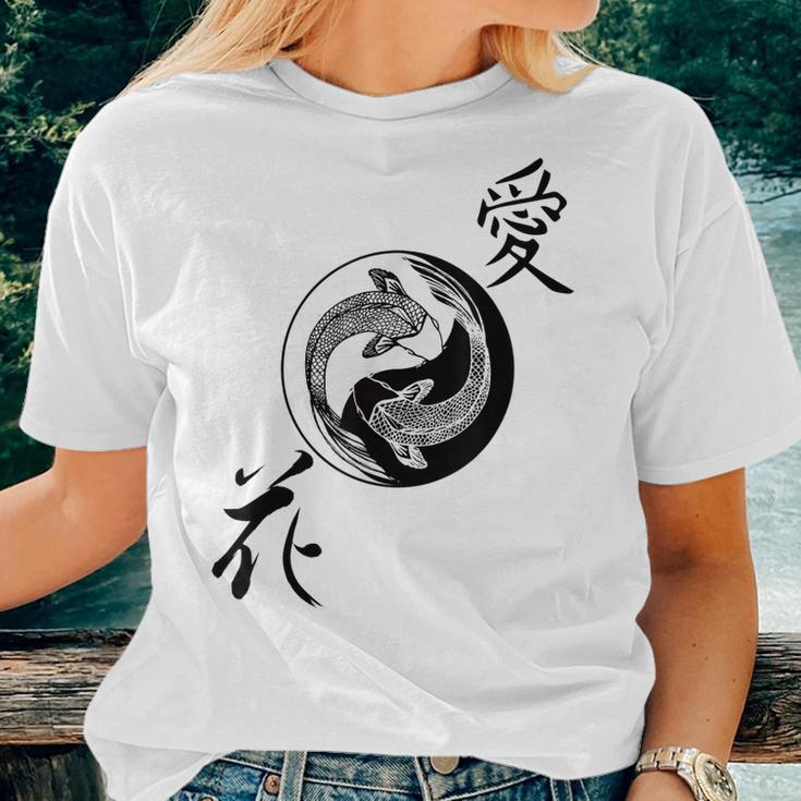 Yin Yang Koi Fish Butterfly Nishikigoi Women T-shirt Gifts for Her