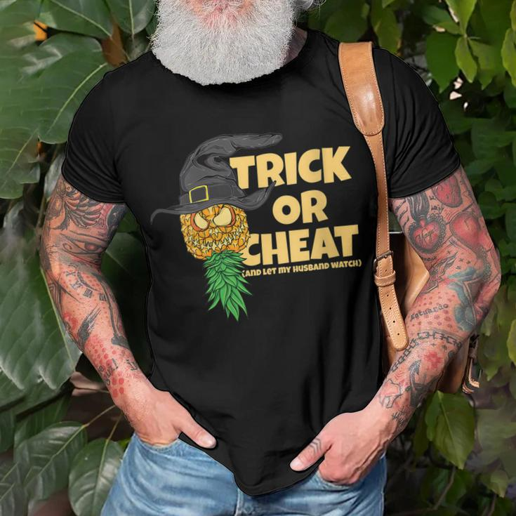 Halloween Trick Or Cheat Let Husband Watch Swingers Women Gift For Womens Men T-shirt Crewneck Short Sleeve
