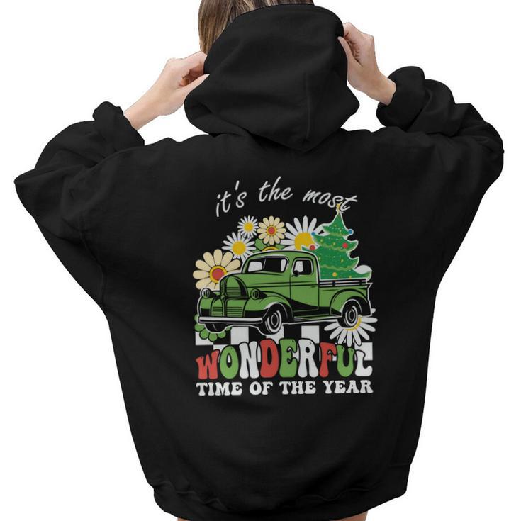 Retro Christmas Its The Most Wonderful Time Of The Year Aesthetic Words Graphic Back Print Hoodie Gift For Teen Girls