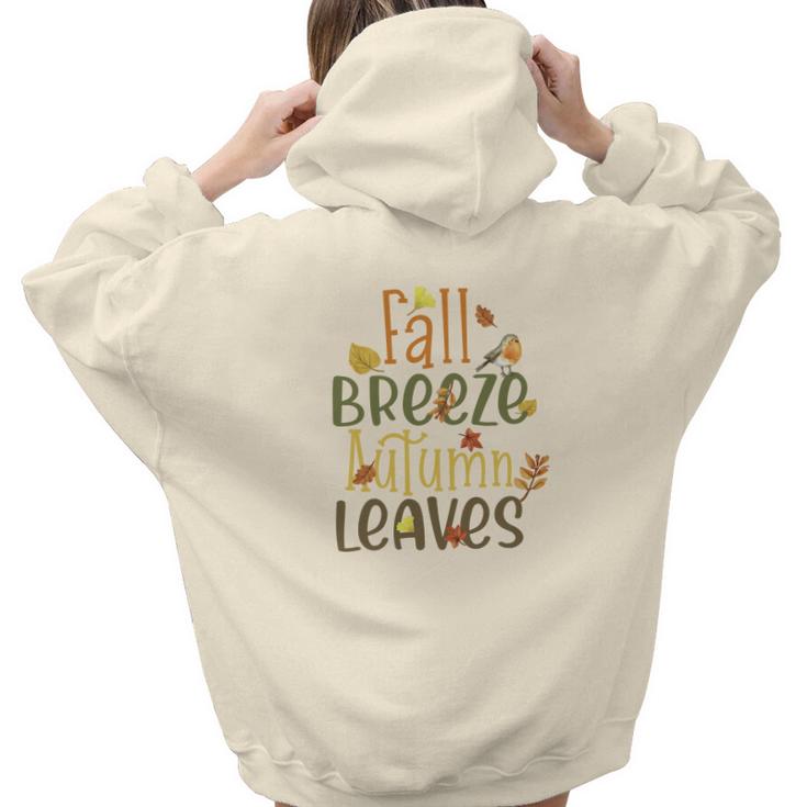 Fall Breeze And Autumn Leaves Autumn Aesthetic Words Graphic Back Print Hoodie Gift For Teen Girls