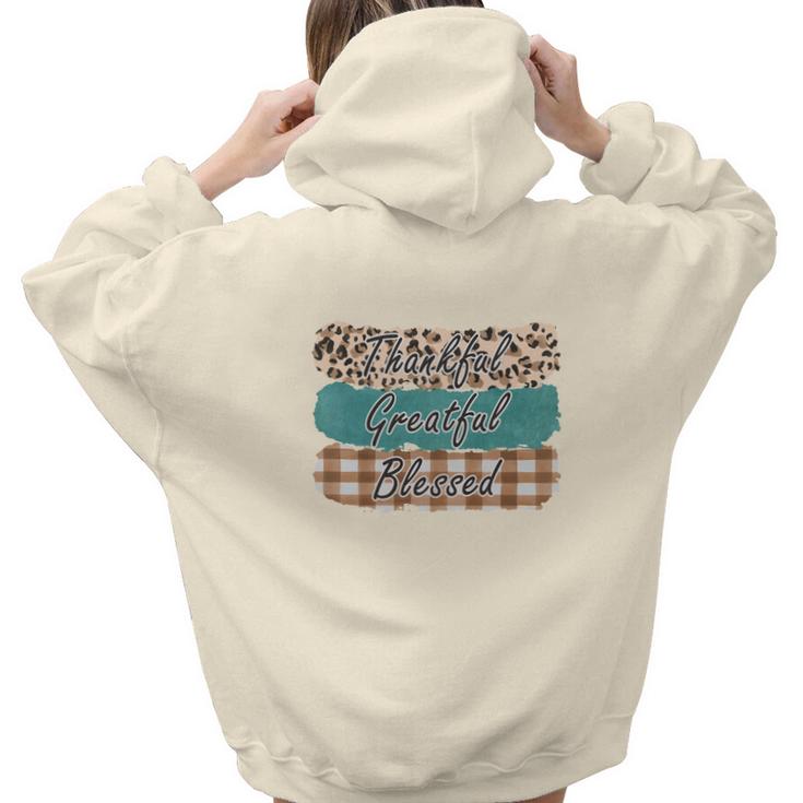 Fall Greatful Thankful And Blessed Autumn Gifts Aesthetic Words Graphic Back Print Hoodie Gift For Teen Girls