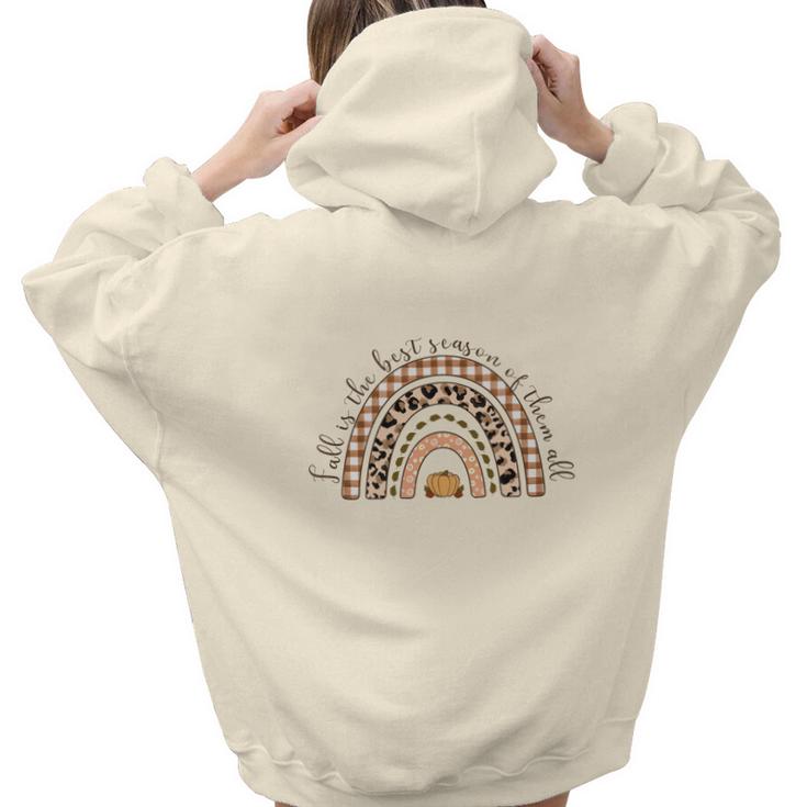 Fall Plaid Rainbow  Fall Is The Best Season Of All Aesthetic Words Graphic Back Print Hoodie Gift For Teen Girls