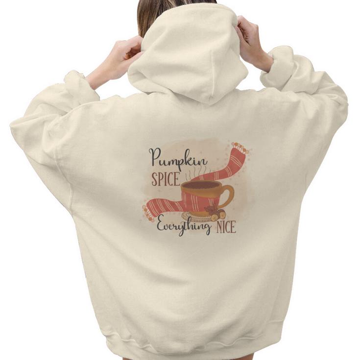 Fall Pumpkin Spice And Everything Nice Aesthetic Words Graphic Back Print Hoodie Gift For Teen Girls