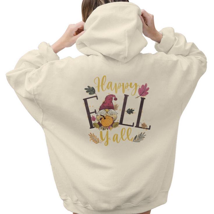Funny Fall Gnomes Happy Fall Yall Aesthetic Words Graphic Back Print Hoodie Gift For Teen Girls