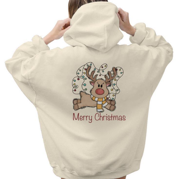 Christmas Deer Merry Christmas Aesthetic Words Graphic Back Print Hoodie Gift For Teen Girls