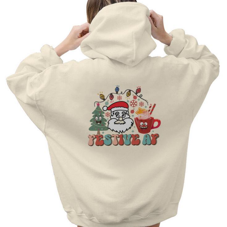 Christmas Festive  Santa Holiday Gifts Aesthetic Words Graphic Back Print Hoodie Gift For Teen Girls