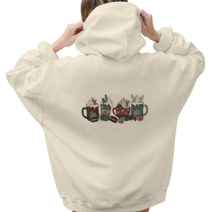 Christmas Latte Gift For Coffee Lover Aesthetic Words Graphic Back Print Hoodie Gift For Teen Girls