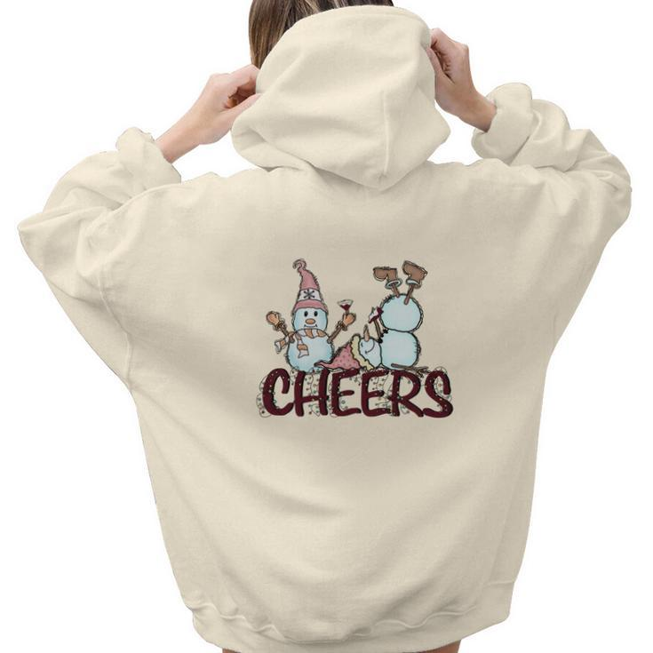 Christmas Snowman Cheer Aesthetic Words Graphic Back Print Hoodie Gift For Teen Girls