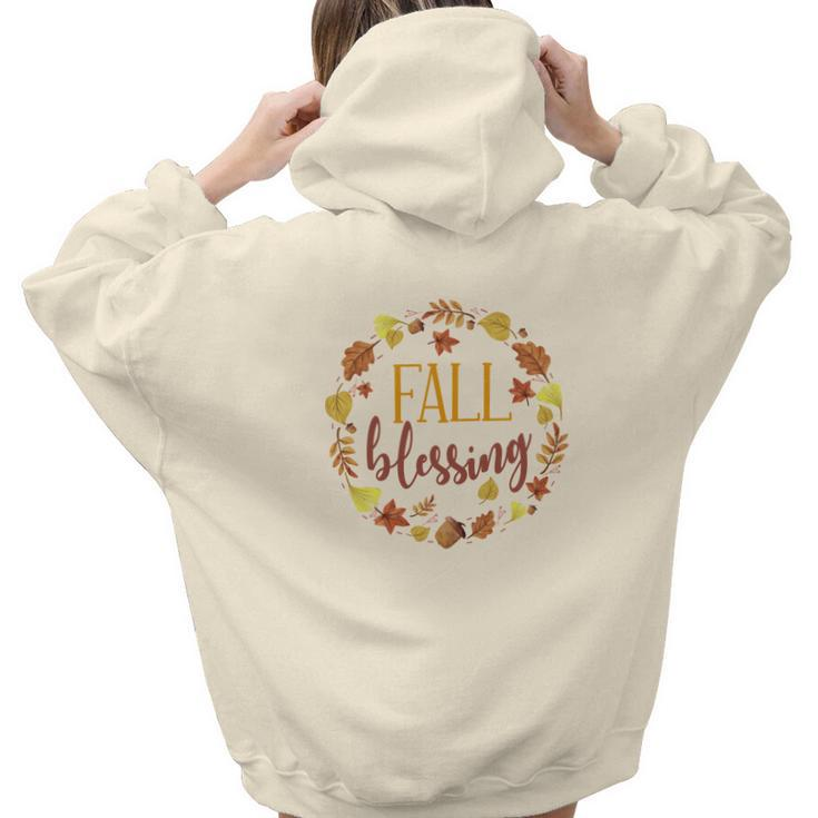 Fall Blessing Thanksgiving Gifts Aesthetic Words Graphic Back Print Hoodie Gift For Teen Girls