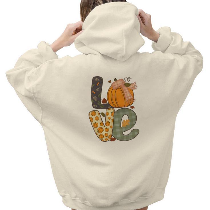 Fall Love Gift For Autumn Lovers Aesthetic Words Graphic Back Print Hoodie Gift For Teen Girls - Thegiftio
