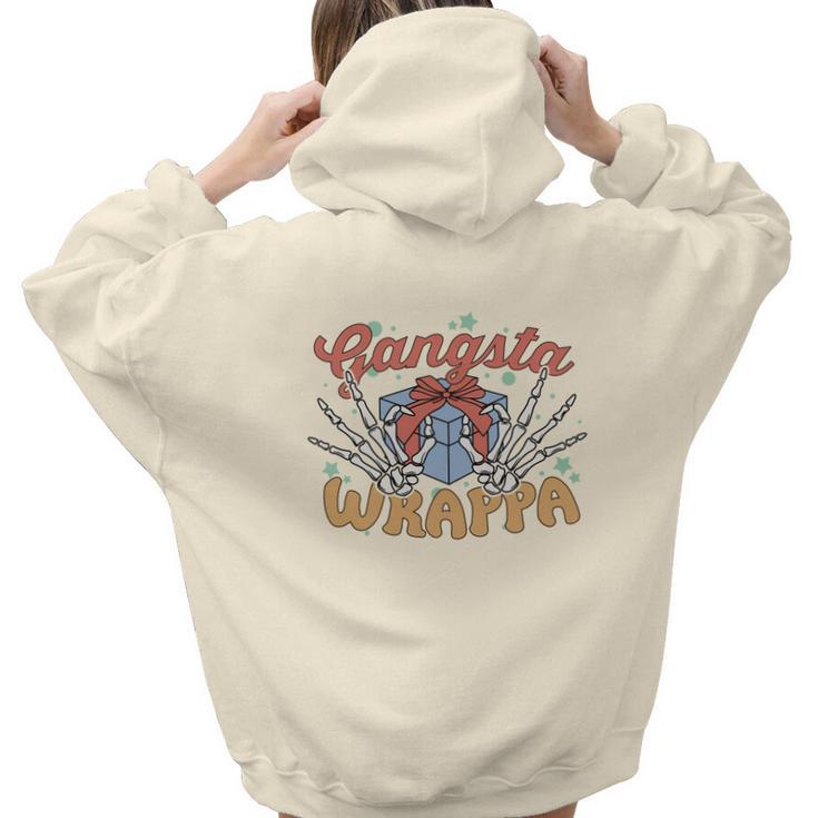 Funny Christmas Gangsta Wrapper Aesthetic Words Graphic Back Print Hoodie Gift For Teen Girls