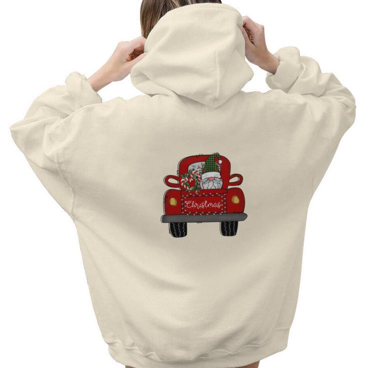 Funny Christmas Gnomes Red Truck Aesthetic Words Graphic Back Print Hoodie Gift For Teen Girls