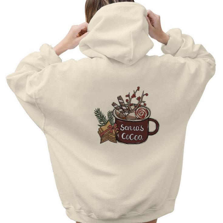 Funny Christmas Santa Cocoa Aesthetic Words Graphic Back Print Hoodie Gift For Teen Girls