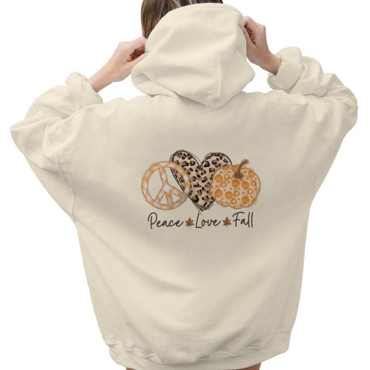 Funny Fall Peace Love Fall Thanksgiving Aesthetic Words Graphic Back Print Hoodie Gift For Teen Girls