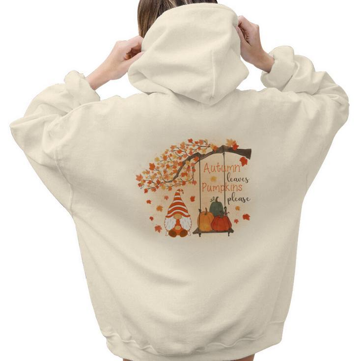 Funny Fall Pumpkin Kisses Harvest Wishes V2 Aesthetic Words Graphic Back Print Hoodie Gift For Teen Girls