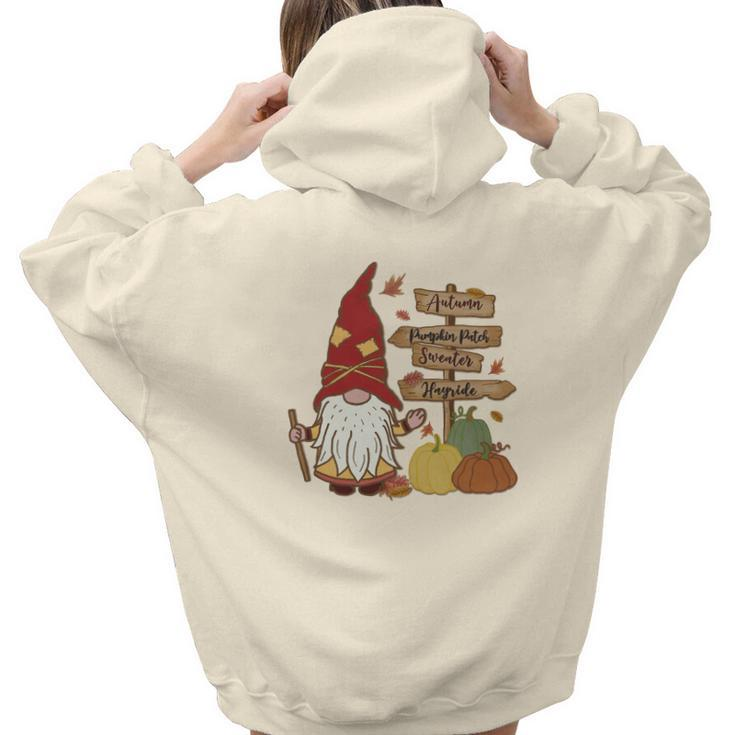 Funny Gnomes Family Pumpkin Patch Aesthetic Words Graphic Back Print Hoodie Gift For Teen Girls