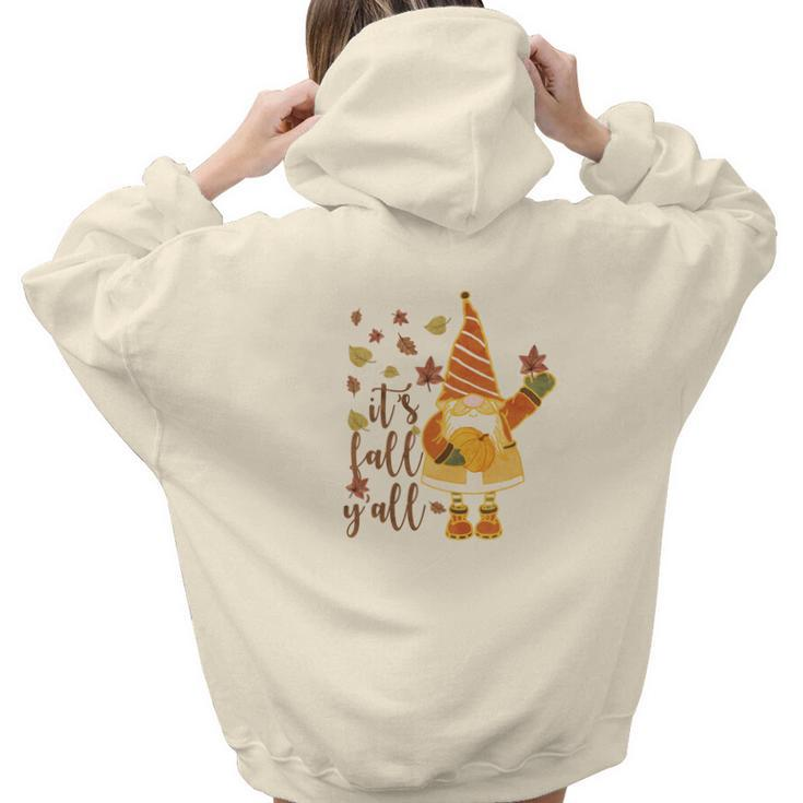 Funny Gnomes It Is Fall Yall Aesthetic Words Graphic Back Print Hoodie Gift For Teen Girls