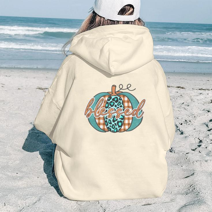 Fall Pumpkin Blessed Gift For Autumn Lovers Aesthetic Words Graphic Back Print Hoodie Gift For Teen Girls