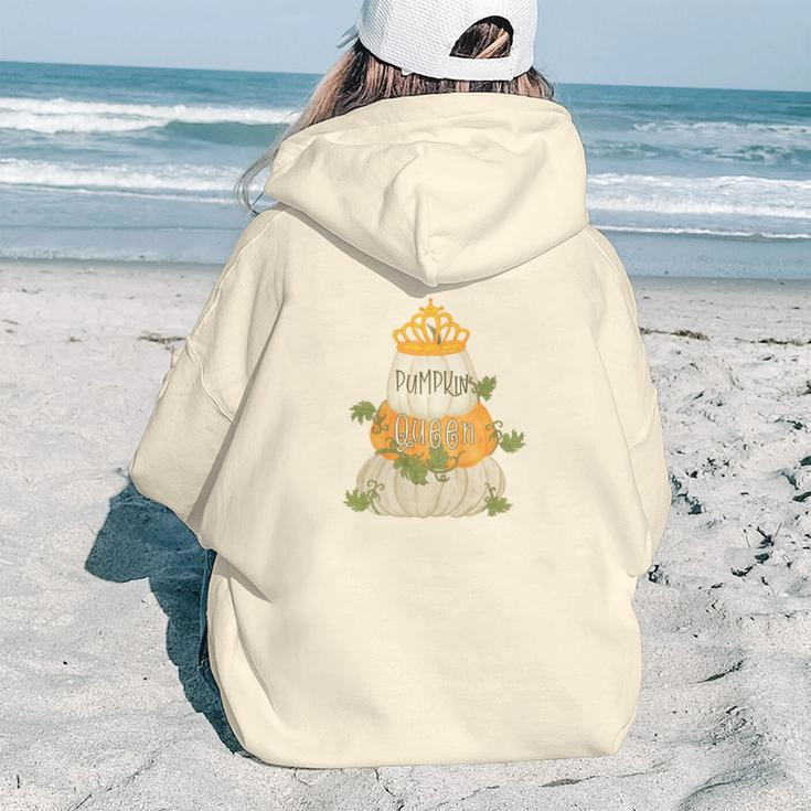 Fall Pumpkin Queen Funny Autumn Gifts Aesthetic Words Graphic Back Print Hoodie Gift For Teen Girls