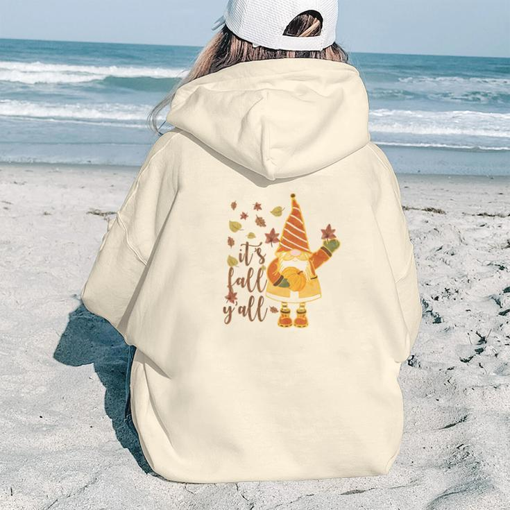 Funny Gnomes It Is Fall Yall Aesthetic Words Graphic Back Print Hoodie Gift For Teen Girls