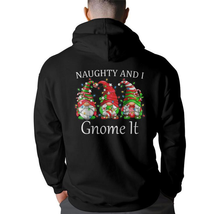 Naughty And I Gnome It Christmas Pajamas Gnomes Funny Xmas  Men Graphic Hoodie Back Print Hooded Sweatshirt