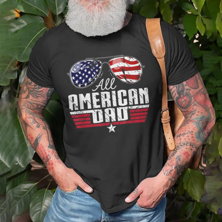 4Th Of July Family Matching All American Dad American Flag Old Men T-shirt Gifts for Old Men