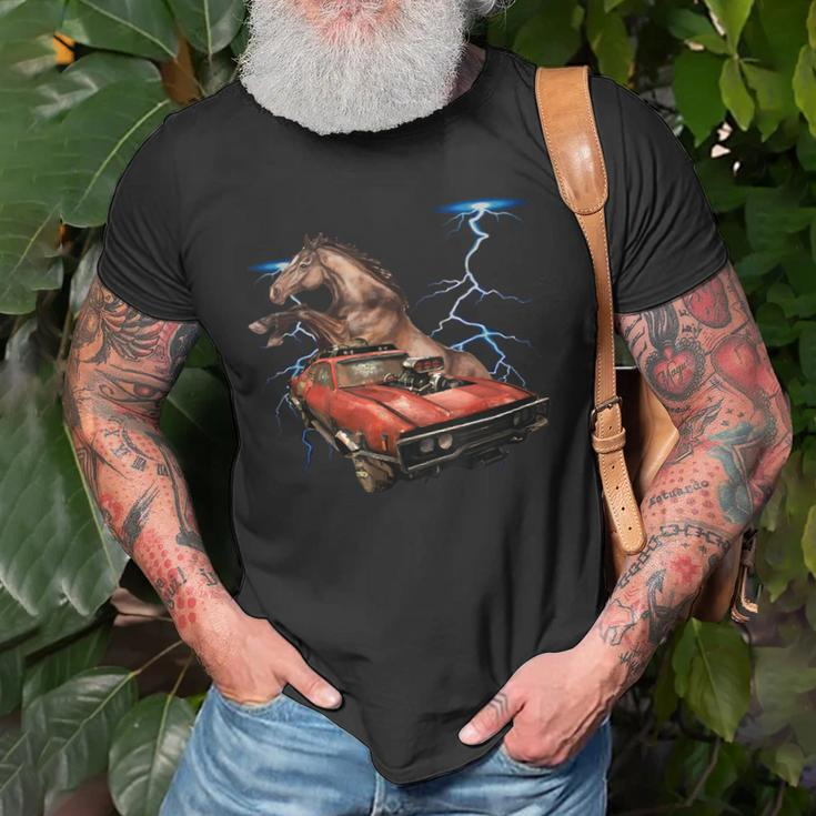 American Muscle Cars Thunderstorm Car Auto Mechanic Gift Old Men T-shirt Gifts for Old Men