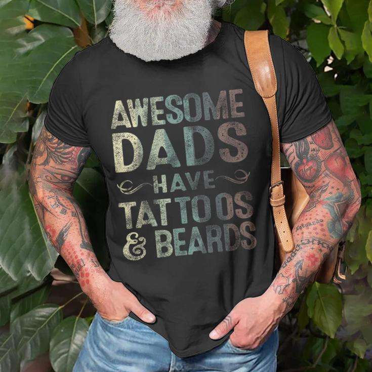 Awesome Dads Have Tattoos & Beards Bearded Dad Fathers Day Gift For Mens Old Men T-shirt Gifts for Old Men