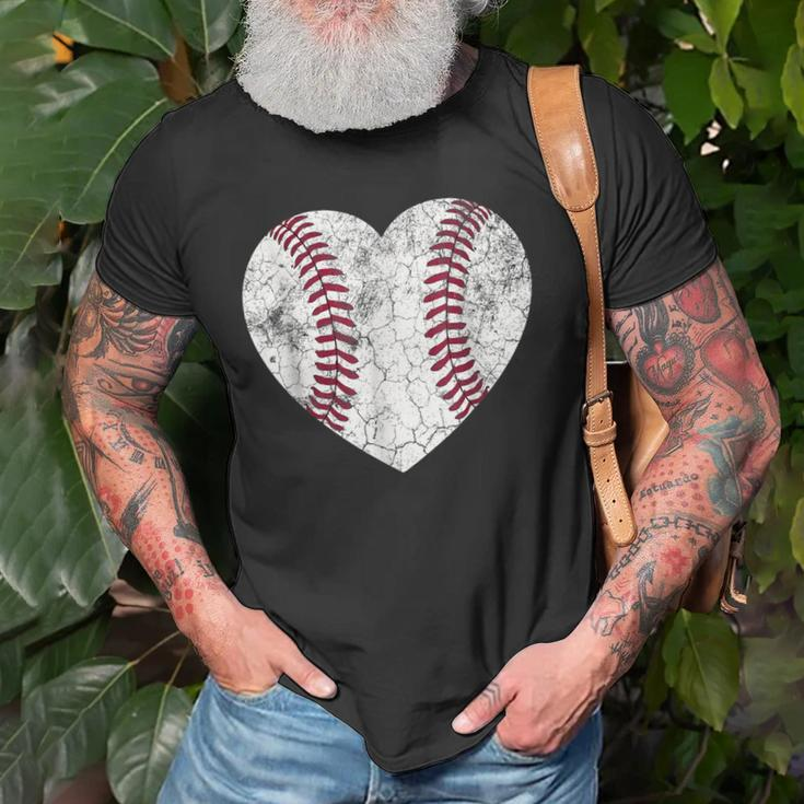 Baseball Heart Cute Mom Dad Men Women Softball Old Men T-shirt Gifts for Old Men
