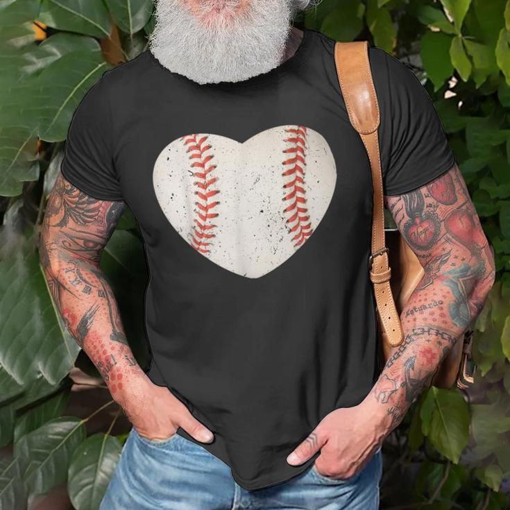 Baseball Heart Cute Mom Dad Softball Mothers Day Sports Day Old Men T-shirt Gifts for Old Men