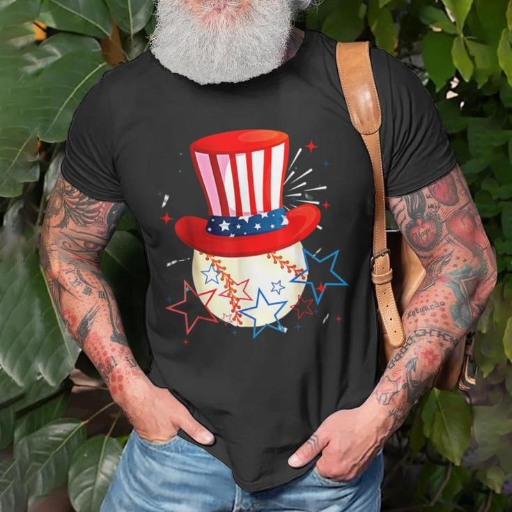 Baseball Uncle Sam 4Th Of July Boys American Flag Old Men T-shirt Gifts for Old Men