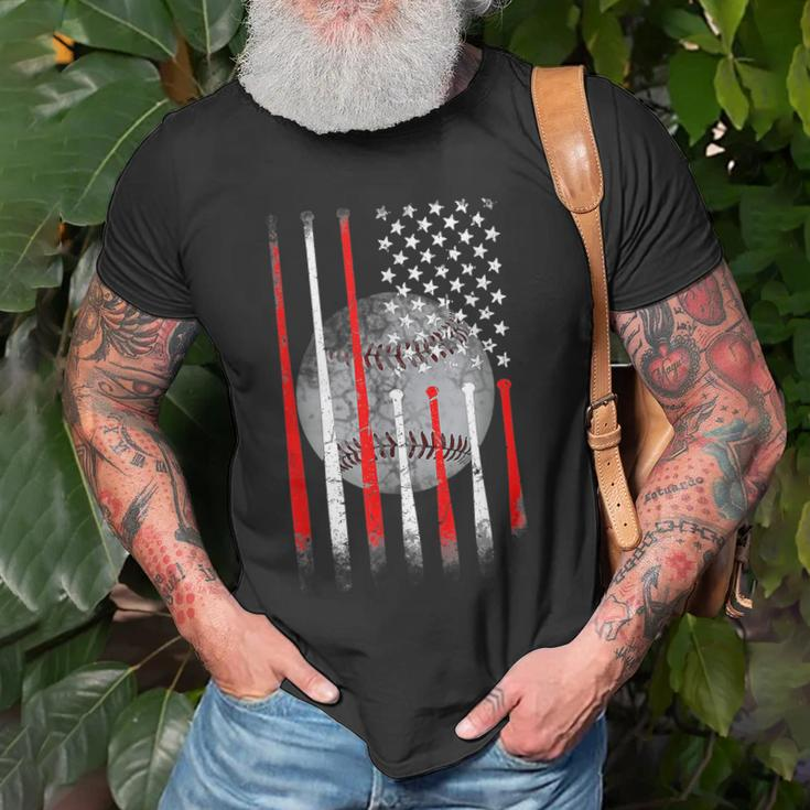 Baseball Usa Flag American Flag Vintage For Dad Fathers Day Old Men T-shirt Gifts for Old Men