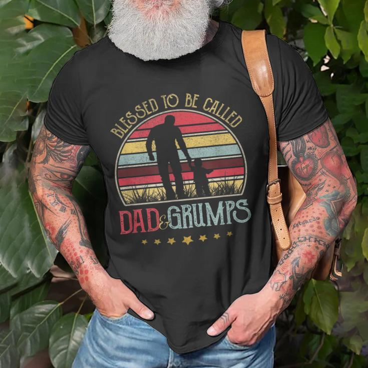 Blessed To Be Called Dad And Grumps Vintage Fathers Day Old Men T-shirt Gifts for Old Men