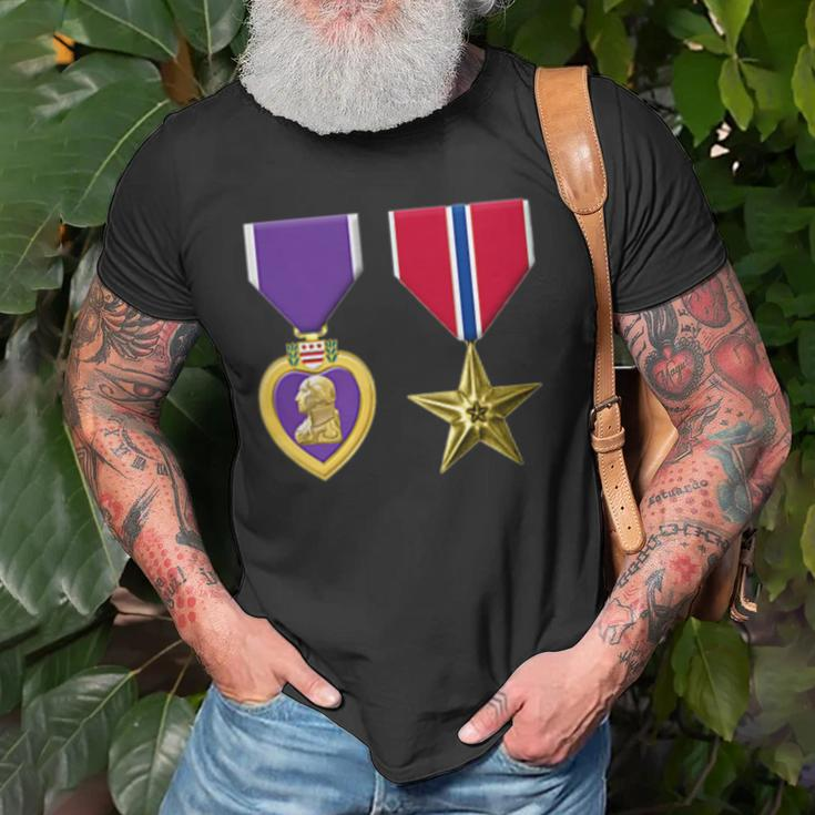 Bronze Star And Purple Heart Medal Military Personnel Award Old Men T-shirt Gifts for Old Men