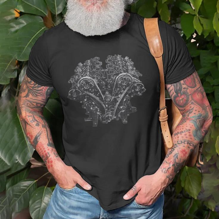 Car Engine Blueprint Amazing Engineers Mechanic Old Men T-shirt Gifts for Old Men