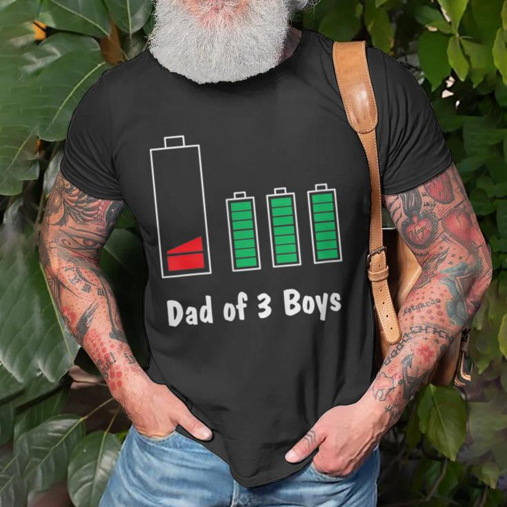 Dad Of 3 Boys Froms Son Fathers Day Low Battery Classic Old Men T-shirt Gifts for Old Men