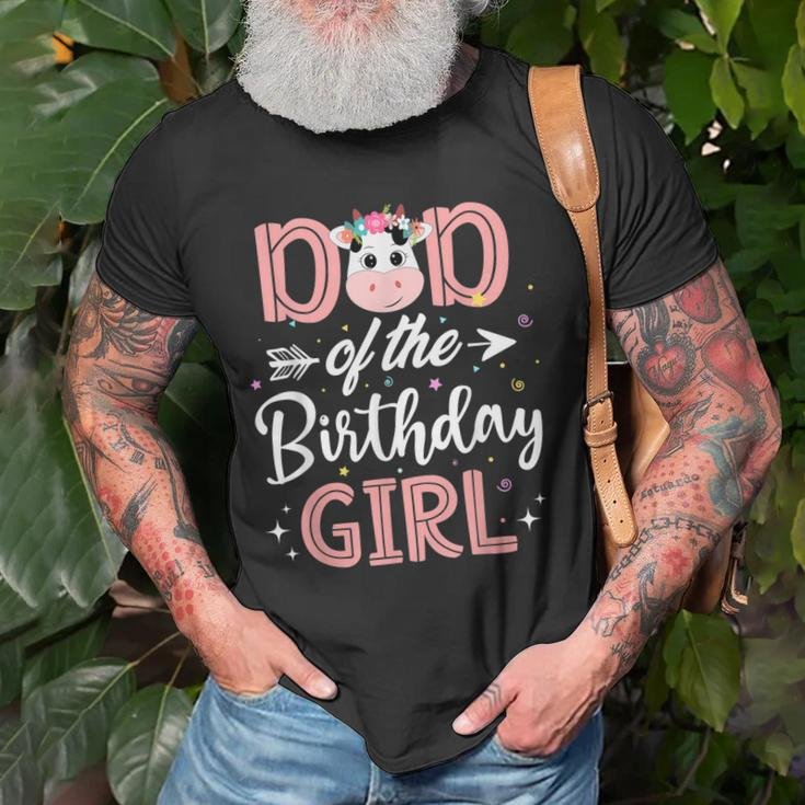 Dad Of The Birthday Girl Cow Farm Birthday Party Daddy Papa Old Men T-shirt Gifts for Old Men