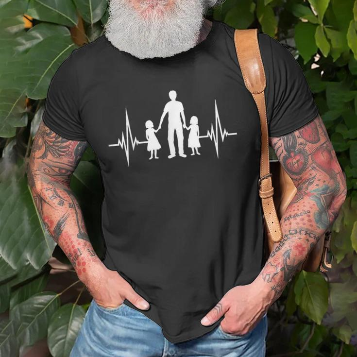 Dad With 2 Daughters Pulse Gift For Mens Old Men T-shirt Gifts for Old Men