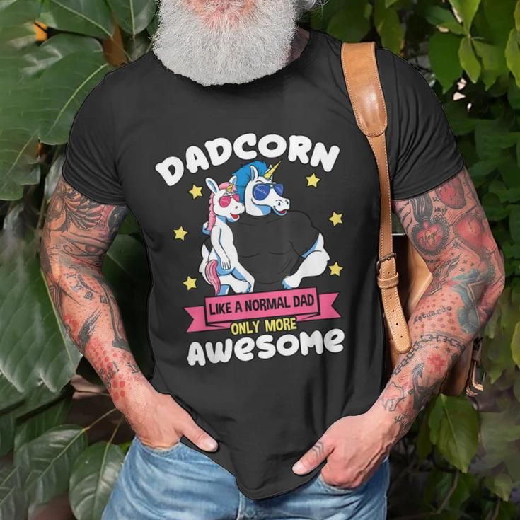 Dadcorn 1 Kid Fathers Day Dad Unicorn Daughter Girl Old Men T-shirt Gifts for Old Men