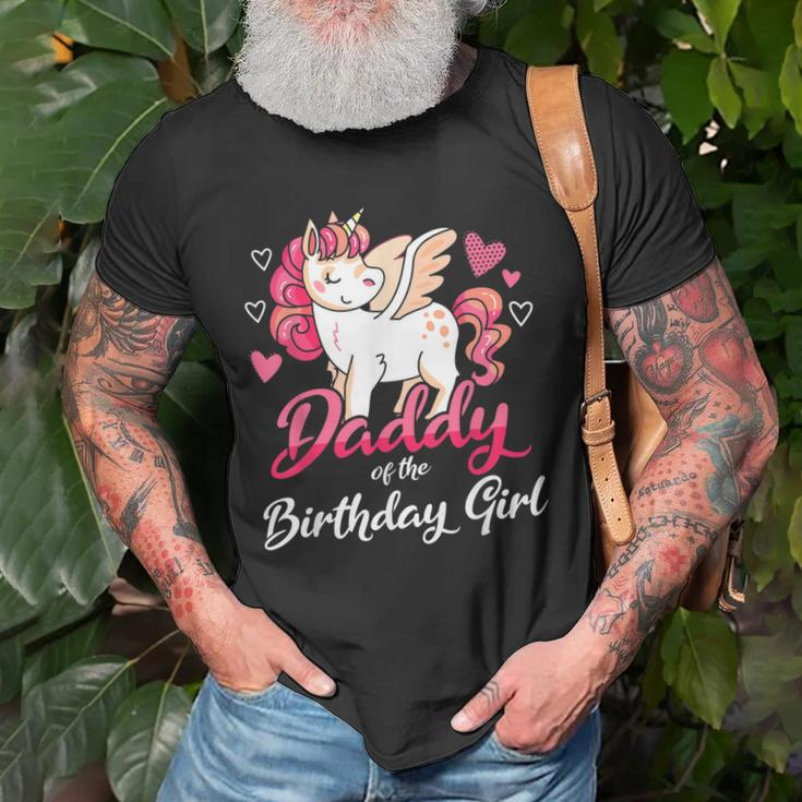 Daddy Of The Birthday Girl Father Gifts Unicorn Birthday Old Men T-shirt Gifts for Old Men