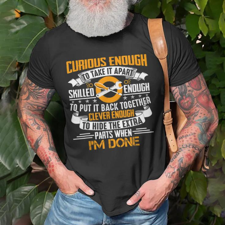 Funny Mechanic Curious Skilled Clever Engineer Gift For Mens Old Men T-shirt Gifts for Old Men