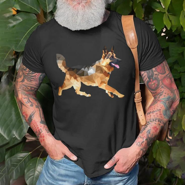 German Shepherd Running Polygon Poly Dog Dad Mom Lover Old Men T-shirt Gifts for Old Men