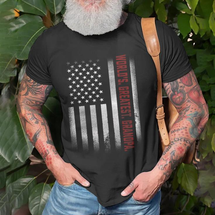Gifts For Papa Worlds Greatest Grandpa American Flags Gift For Mens Old Men T-shirt Gifts for Old Men