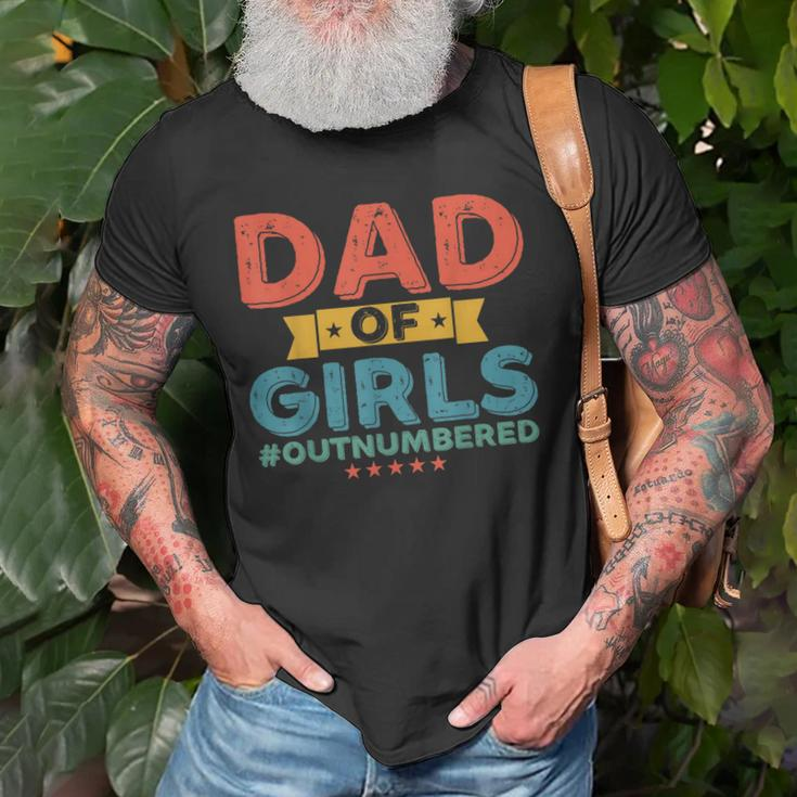 Girl Dad Outnumbered Fathers Day From Wife Daughter Vintage Old Men T-shirt Gifts for Old Men