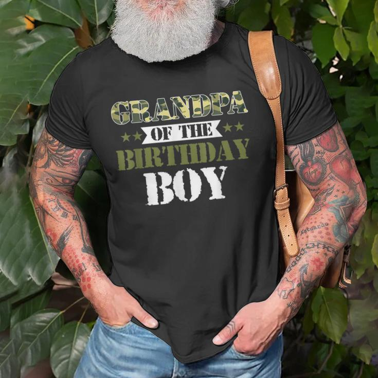 Grandpa Of The Birthday Boy Papa Camo Green Army Party Gift For Mens Old Men T-shirt Gifts for Old Men