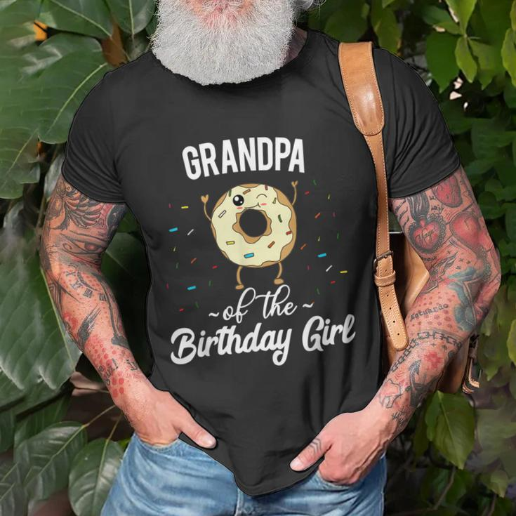 Grandpa Of The Birthday Girl Donut Theme Quote Grandfather Old Men T-shirt Gifts for Old Men