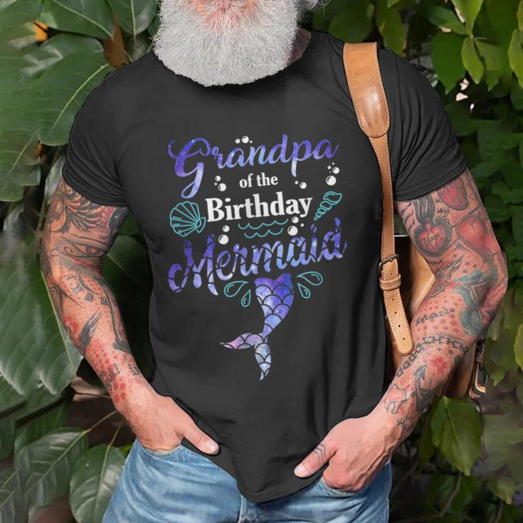 Grandpa Of The Birthday Mermaid Birthday Party Mermaid Dad Old Men T-shirt Gifts for Old Men